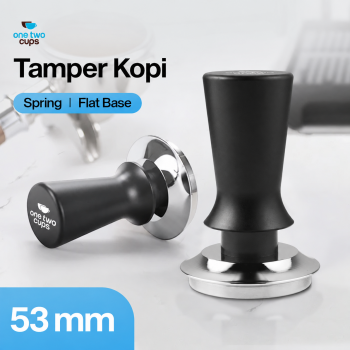 Gambar produk One Two Cups Tamper Kopi Espresso Flat Spring Loaded Stainless Steel - FEN59