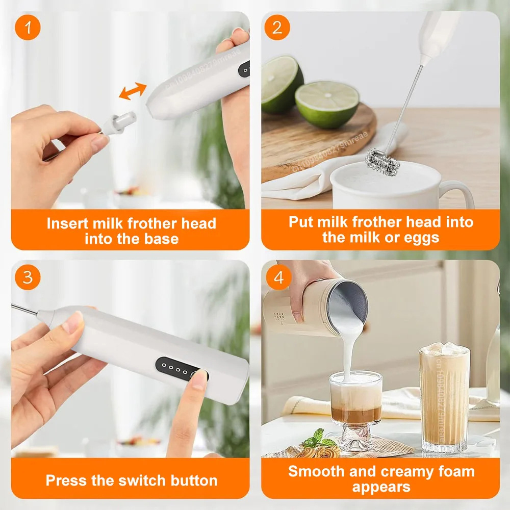 Gambar produk Fo Hand Mixer Mini Pengocok Milk Frother 3 Speed 3W 300mAh - D04 - 7