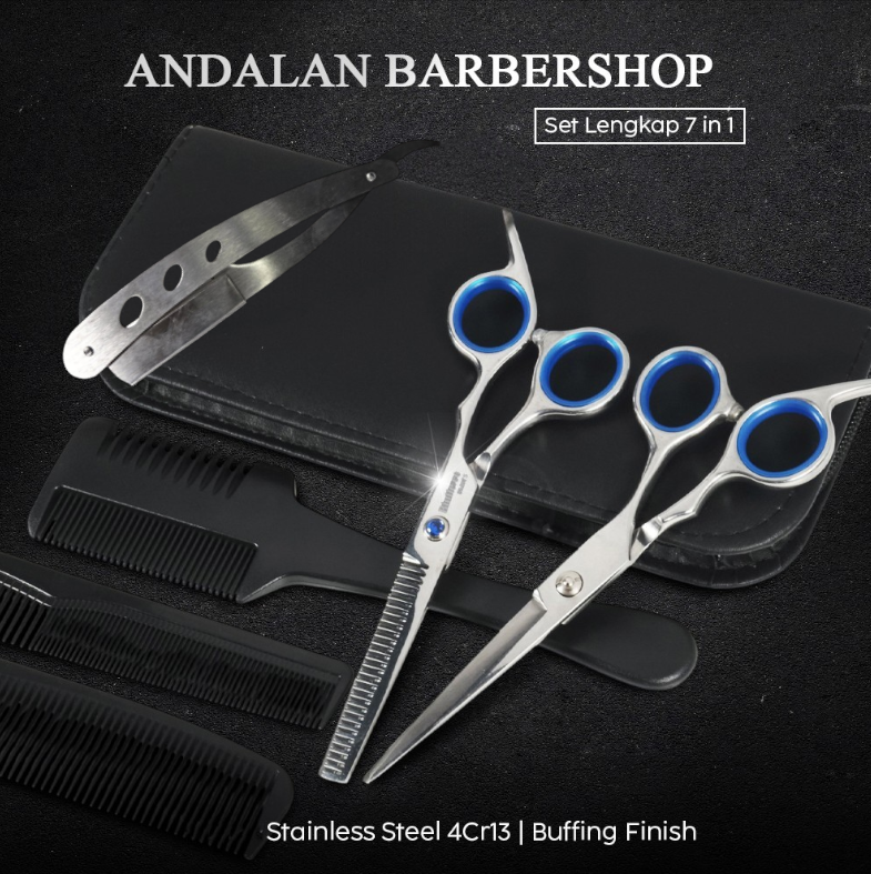 Gambar produk Biutte.co Set Gunting Rambut 7in1 Buffing Stainless Steel 4Cr13 - SM675 - Utama
