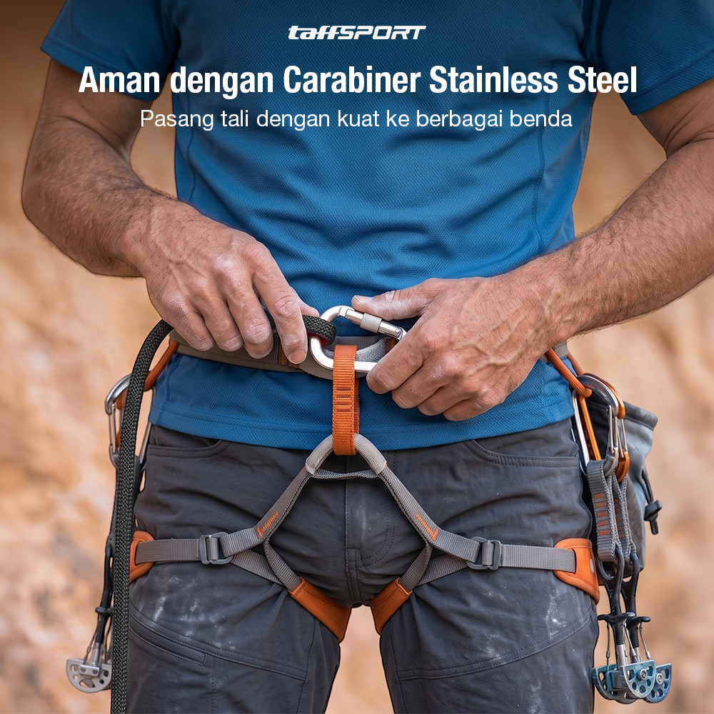 Gambar produk TaffSPORT Tali Paracord Panjat Tebing Climbing Rope Steel Buckle 10mm Panjang 30M - 24KN - 5