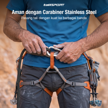 Gambar produk TaffSPORT Tali Paracord Panjat Tebing Climbing Rope Steel Buckle 10mm Panjang 30M - 24KN - 5