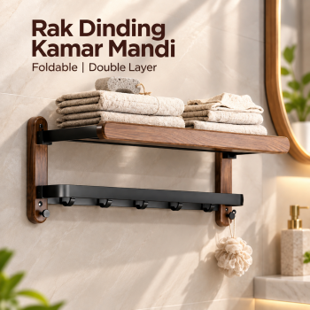 MONE Rak Dinding Kamar Mandi Gantungan Handuk Double Layer 60cm - L70