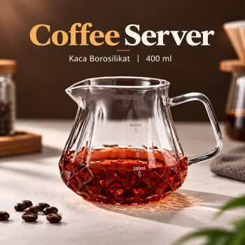 Gambar produk One Two Cups Coffee Server V60 Drip Pour Over Borosilicate Glass 400ml - B-15ML