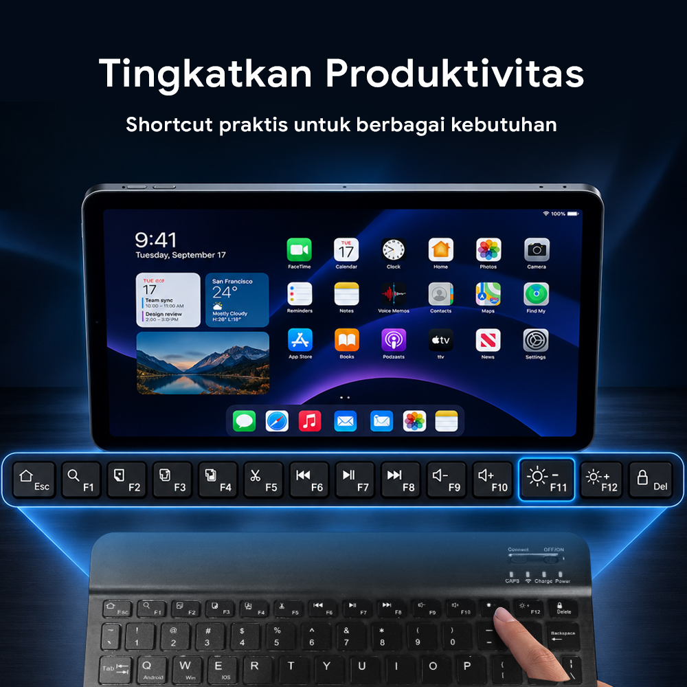 Gambar produk EMTRA Keyboard Wireless Mini Bluetooth 5.0 RGB Silent Click - SS01 - 5