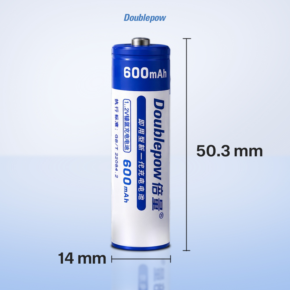 Gambar produk Doublepow Baterai Isi Ulang AA Recharge Ni-MH Button Top 600mAh 1.2V - 8