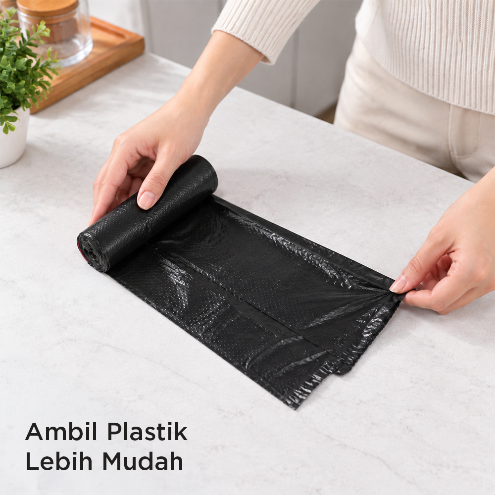 Gambar produk TRASU Kantong Plastik Sampah Tali Drawstring Trash Bag 45x50cm 75 PCS - TR-75 - 4