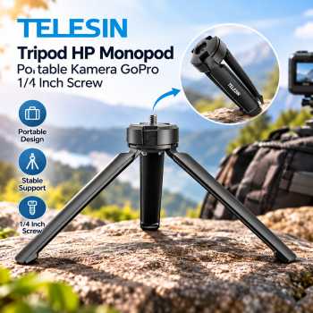 TELESIN Tripod HP Monopod Portable Kamera GoPro 1/4 Inch Screw - GP-AAT-003-DZ