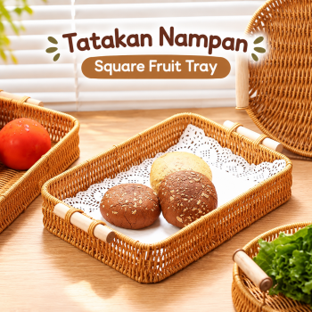 Slyz Tatakan Nampan Square Fruit Tray Rattan-like Basket 35x25x5.5cm - Slyz200