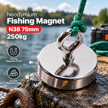 Gambar produk Taffware Magnet Gantungan Round Hook Strong Neodymium N38 250kg 75mm - F75
