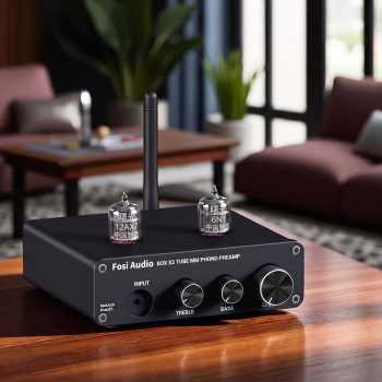 Fosi Audio Preamp Tube Bluetooth QCC3031 AptX LL HD Bass and Treble - GR40