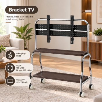 Taffware Bracket TV Floor Stand Wheel 2 Layer VESA 600x400 32-75 Inch - BXG06