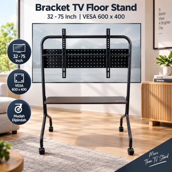 Taffware Bracket TV Floor Stand Wheel 1 Layer VESA 600x400 32-75 Inch - BXG03