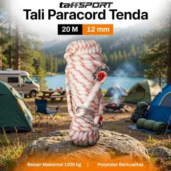 Gambar produk TaffSPORT Tali Paracord Panjat Tebing Tenda Outdoor Rope Steel Buckle 12mm 20M - SC12