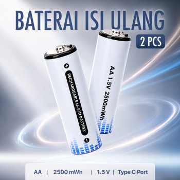 Noya Baterai Isi Ulang AA Rechargeable Type C 2500MwH 1.5V 2 PCS - MB235