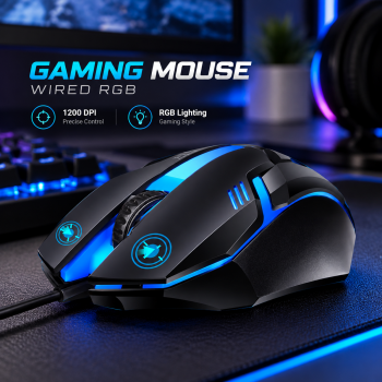 Gambar produk LDKai Mouse Gaming Wired USB RGB Optical 3 Key 1200DPI - X1