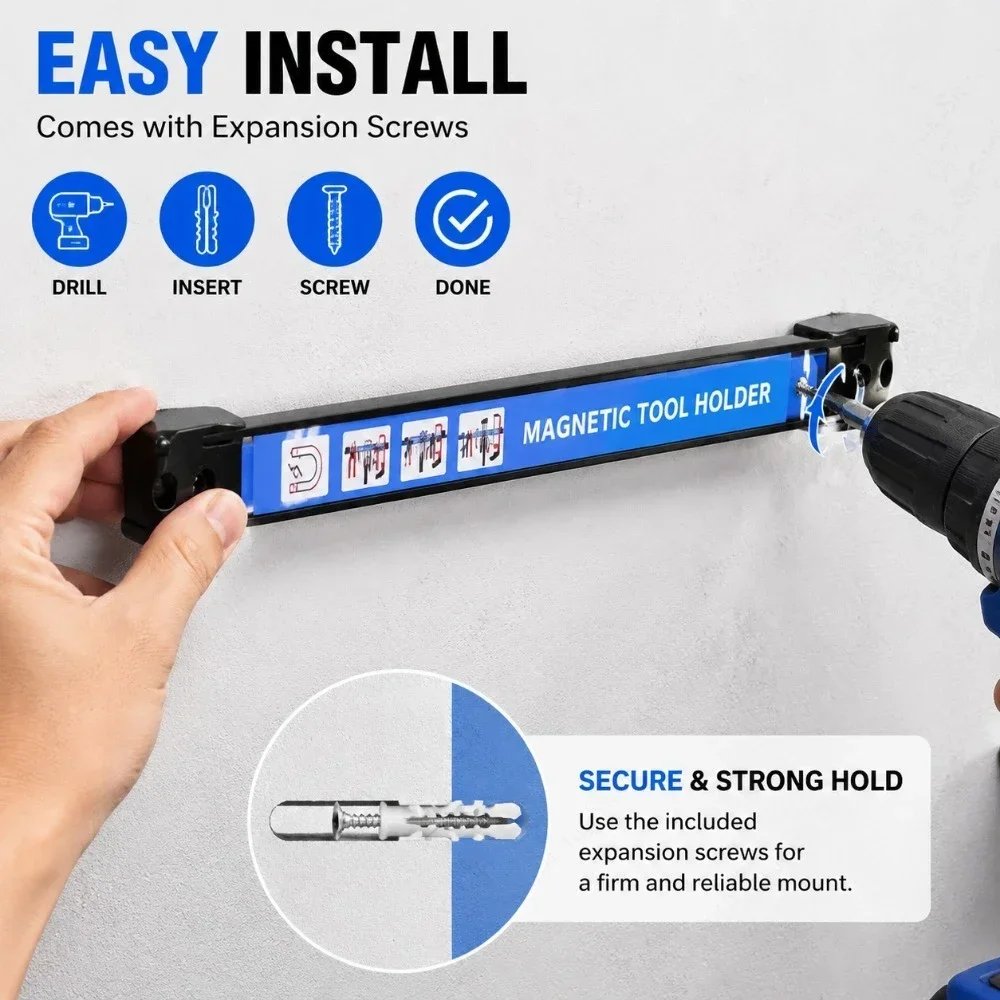 Gambar produk Damody Gantungan Magnet Perkakas Magnetic Tool Holder Wall Mounted 25cm - DP-100 - 4