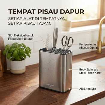 TaffHOME Tempat Pisau Dapur Spatula Stand Holder Stainless Steel - SUS430