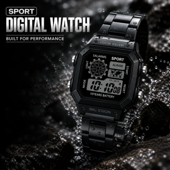 YIKAZE Jam Tangan Digital Pria Business Stainless Steel 44mm - 2390