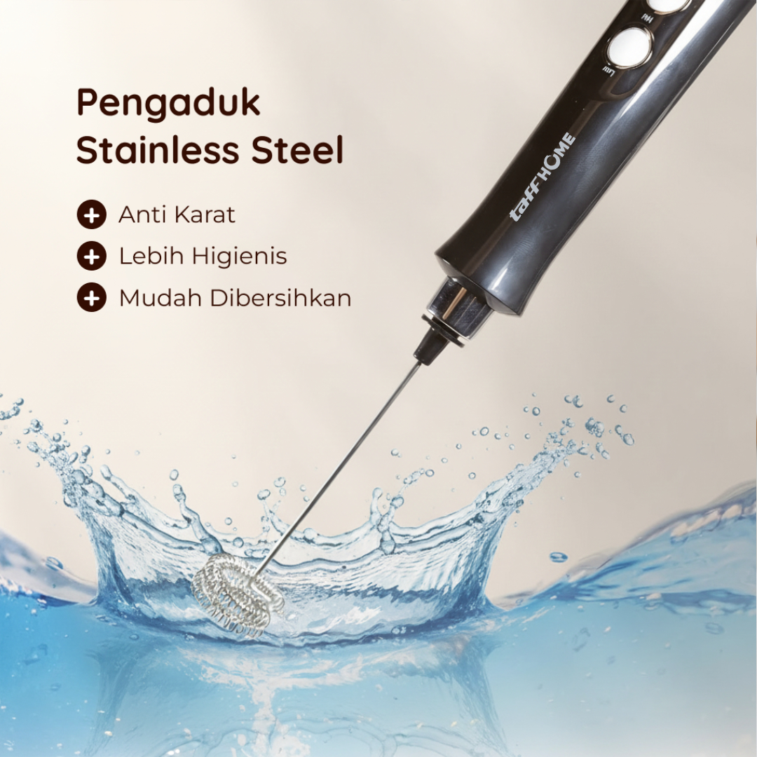 Gambar produk TaffHOME Hand Mixer Mini 3in1 Whisk Beater Milk Frother USB Charge - EW-071 - 3