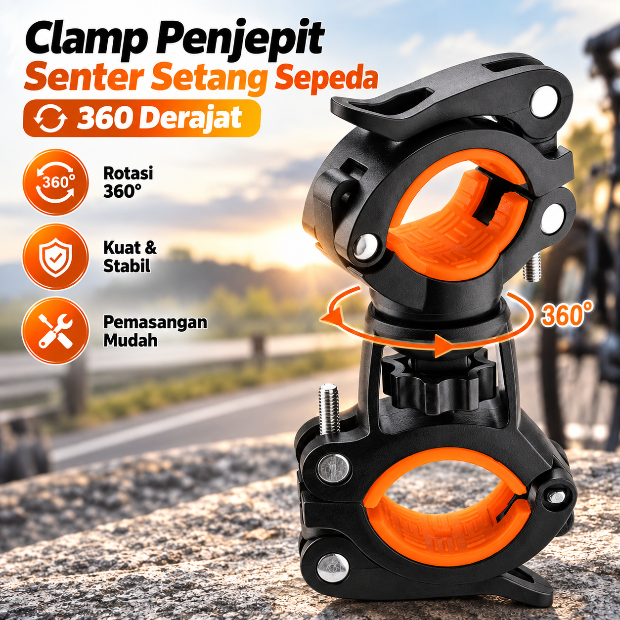 Gambar produk Cycle Zone Clamp Penjepit Senter Setang Sepeda 360 Derajat - ZH1035 - Utama