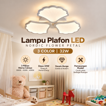 SaloEElaitte Lampu Plafon LED Nordic Flower Petal Dimmable 3 Color 32W - ES356 - White
