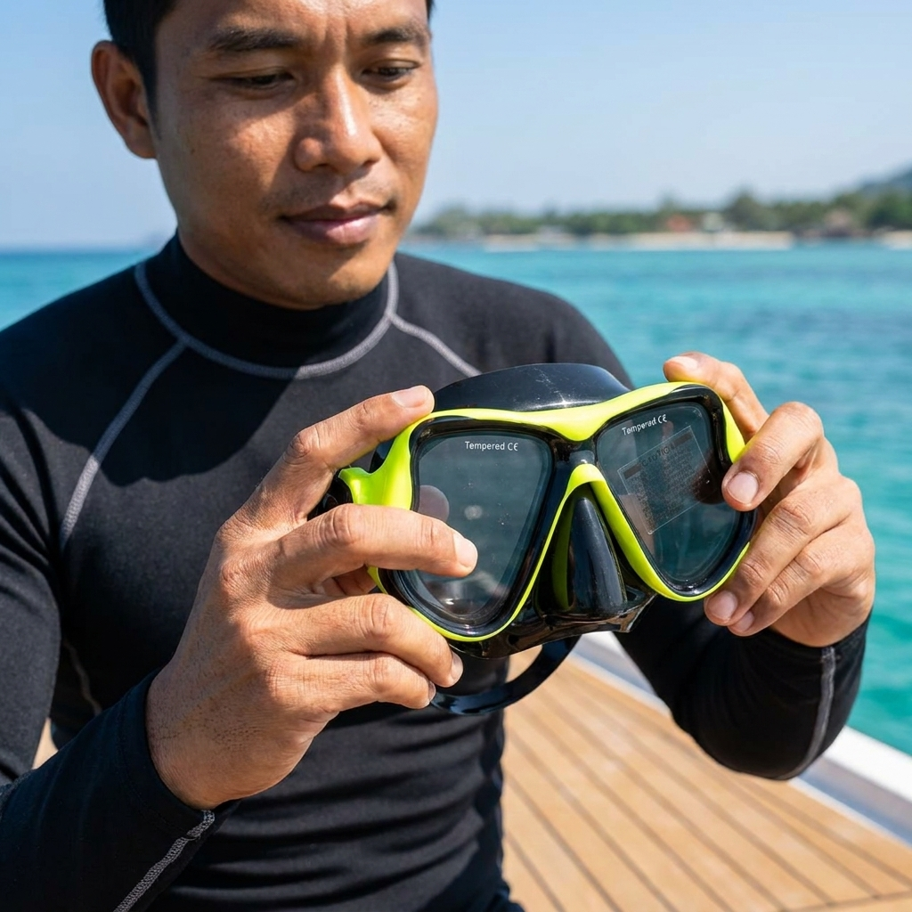 Gambar produk TaffSPORT Kacamata Selam Snorkeling Tempered Glass Diving Mask - M23 - 6