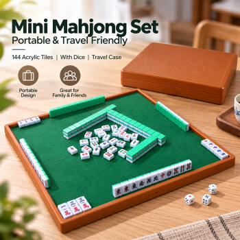 Gambar produk Toddi Mini Mahjong Set Portable Acrylic 144 Tile with Table Case - 33BE