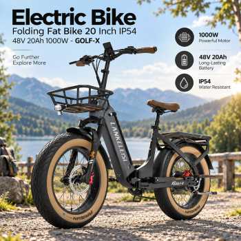 Lankeleisi Sepeda Listrik Lipat Fat Bike 20 Inch IP54 48V 20Ah 1000W - GOLF-X