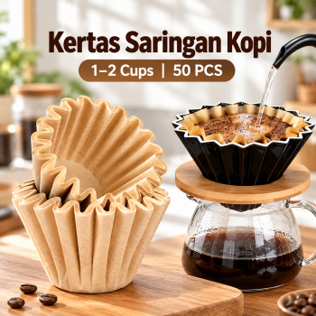 Timemo Kertas Saringan Kopi Wave Filter Paper V60 1-2 Cups 50 PCS - W15