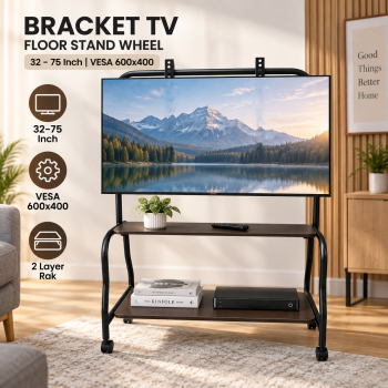 Taffware Bracket TV Floor Stand Wheel 2 Layer VESA 600x400 32-75 Inch - BXG05