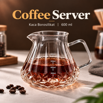 Gambar produk One Two Cups Coffee Server V60 Drip Pour Over Borosilicate Glass 600ml - B-15ML