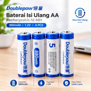Doublepow Baterai Isi Ulang AA Rechargeable Ni-MH 880mAh 1.2V 4 PCS