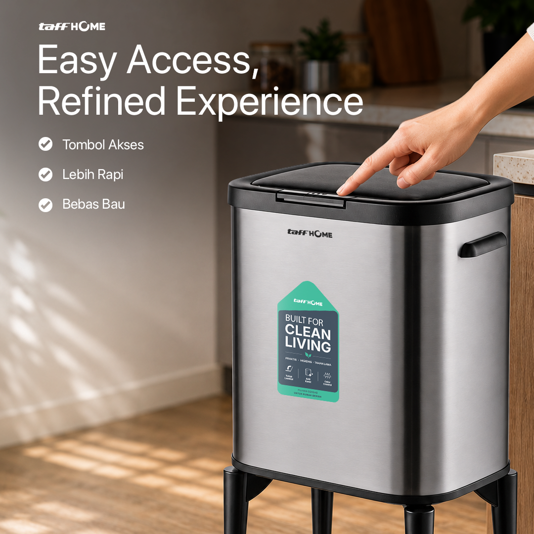 Gambar produk TaffHOME Tempat Sampah Tekan Press Trash Bin Quick Opening with Legs 20L - T40 - 2