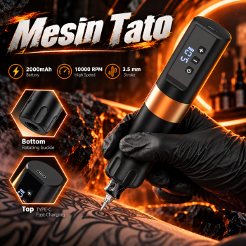 Gambar produk ShangDi Mesin Tato Tattoo Embroidery Machine Kit 2000mAh 10000 RPM - Y100