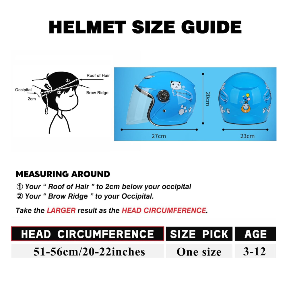 Gambar produk Nouman Helm Anak Half Face Sport Long Visor Motocycle Kids Helmet - 523 - 4