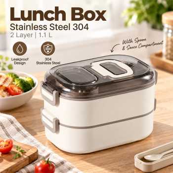 Max Kotak Makan Anti Tumpah Lunch Box Stainless Steel 304 with Spoon - SM45