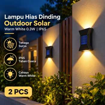 Everso Lampu Hias Dinding Outdoor Solar Warm White IP65 0.3 W 2 PCS - L30