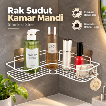 LemonBest Rak Sudut Kamar Mandi Triangle Corner Shelf Stainless Steel - G49