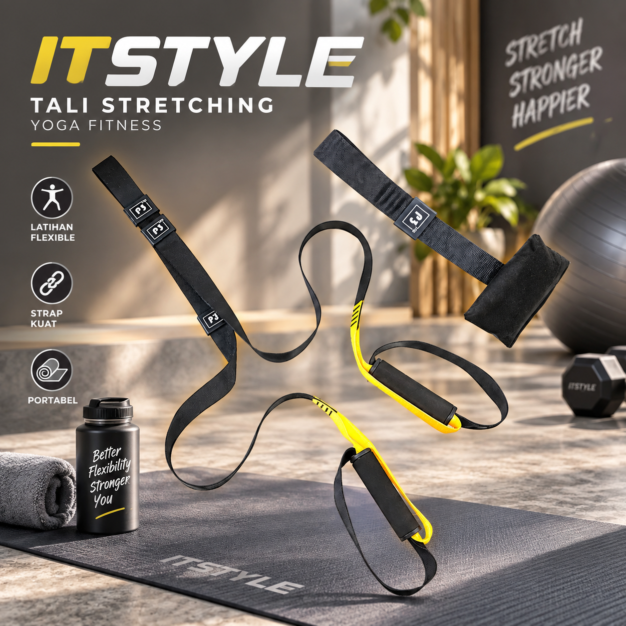 Gambar produk ITSTYLE Tali Stretching Yoga Fitness Gym Power Rope - P3PRO - Utama