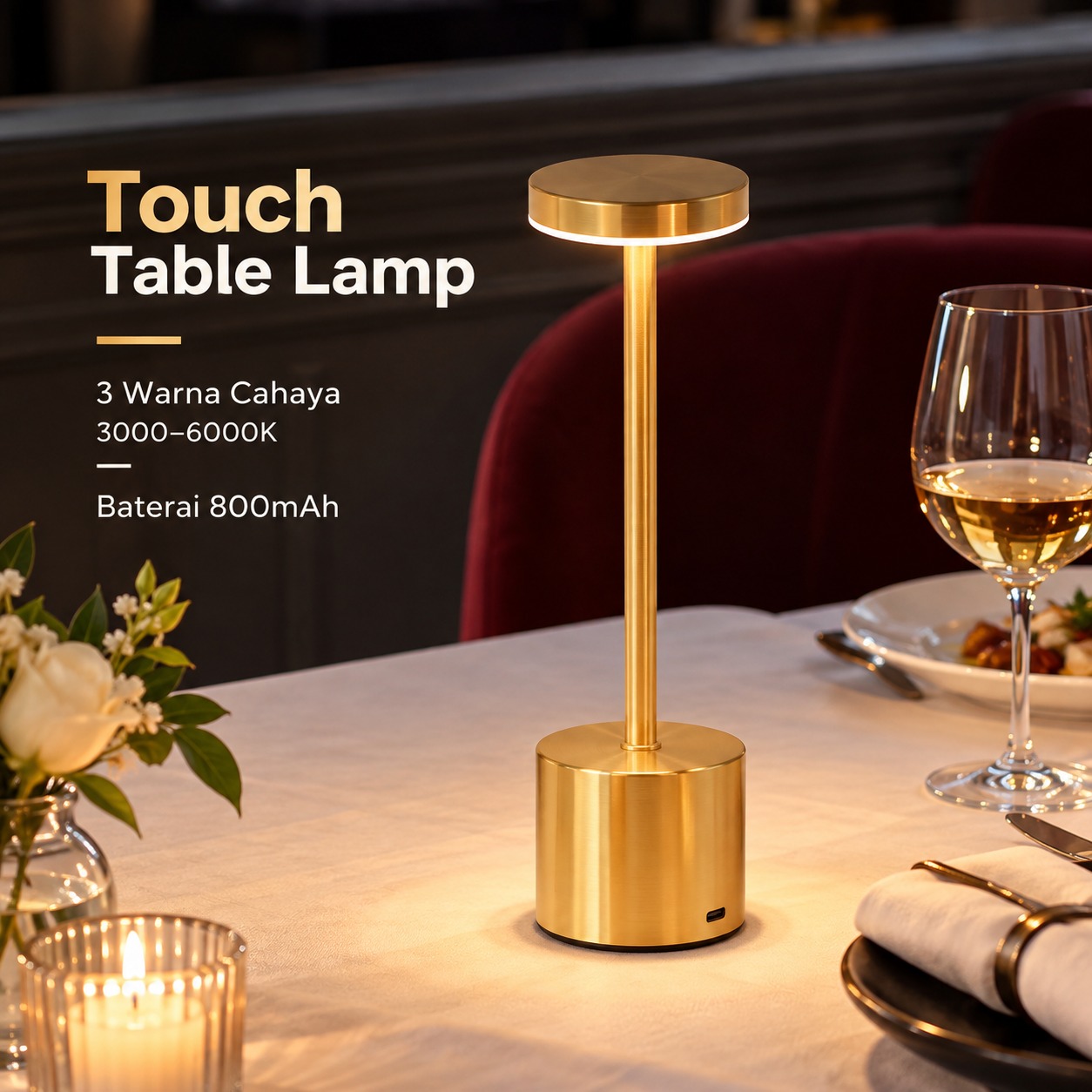 Gambar produk TaffLED Lampu Meja Hias LED Touch Table Lamp 3Color 3000-6000K 800mAh - JLS-A16 - Utama
