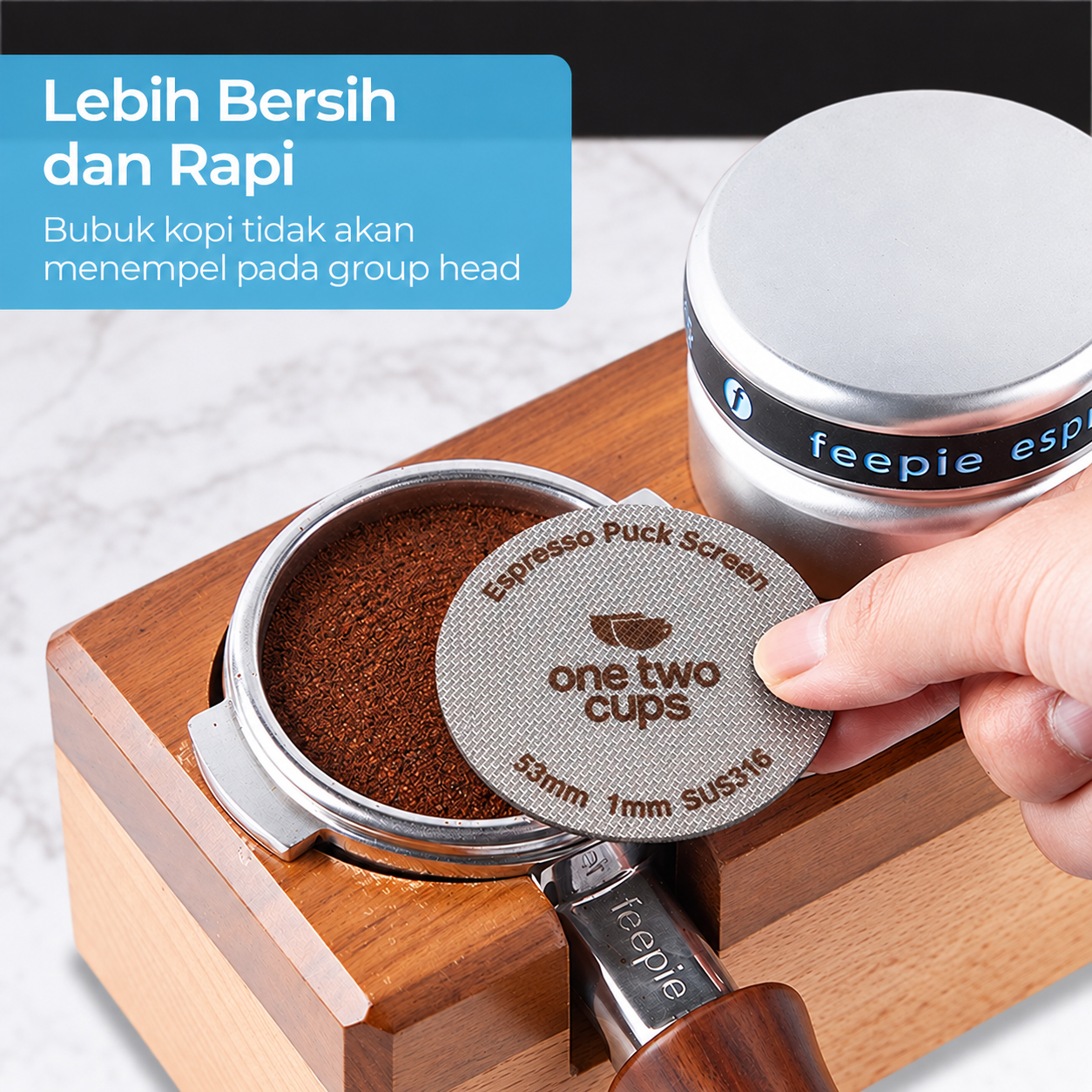 Gambar produk One Two Cups Puck Screen Portafilter Espresso Machine 150 Micron 53mm 1mm - SUS3 - 1