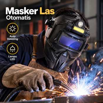 Metrion Masker Las Otomatis Auto Darkening Solar Headlamp Welding Mask - HL10