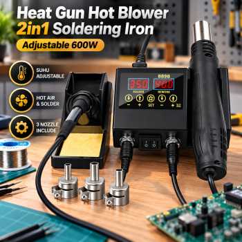 ISFRIDAY Heat Gun Hot Blower 2in1 Soldering Iron Adjustable 600W - 8898