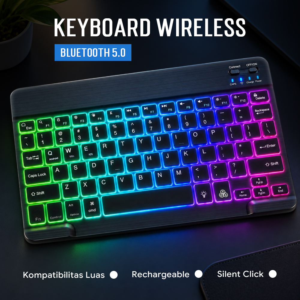 Gambar produk EMTRA Keyboard Wireless Mini Bluetooth 5.0 RGB Silent Click - SS01 - Utama