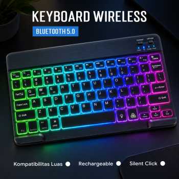 Gambar produk EMTRA Keyboard Wireless Mini Bluetooth 5.0 RGB Silent Click - SS01