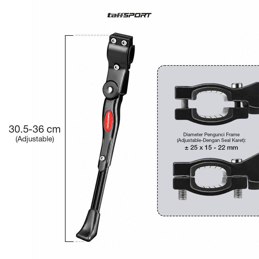 Gambar produk TaffSPORT Standar Sepeda Samping Adjustable Bike Kickstand 34-39cm - Z50 - 8