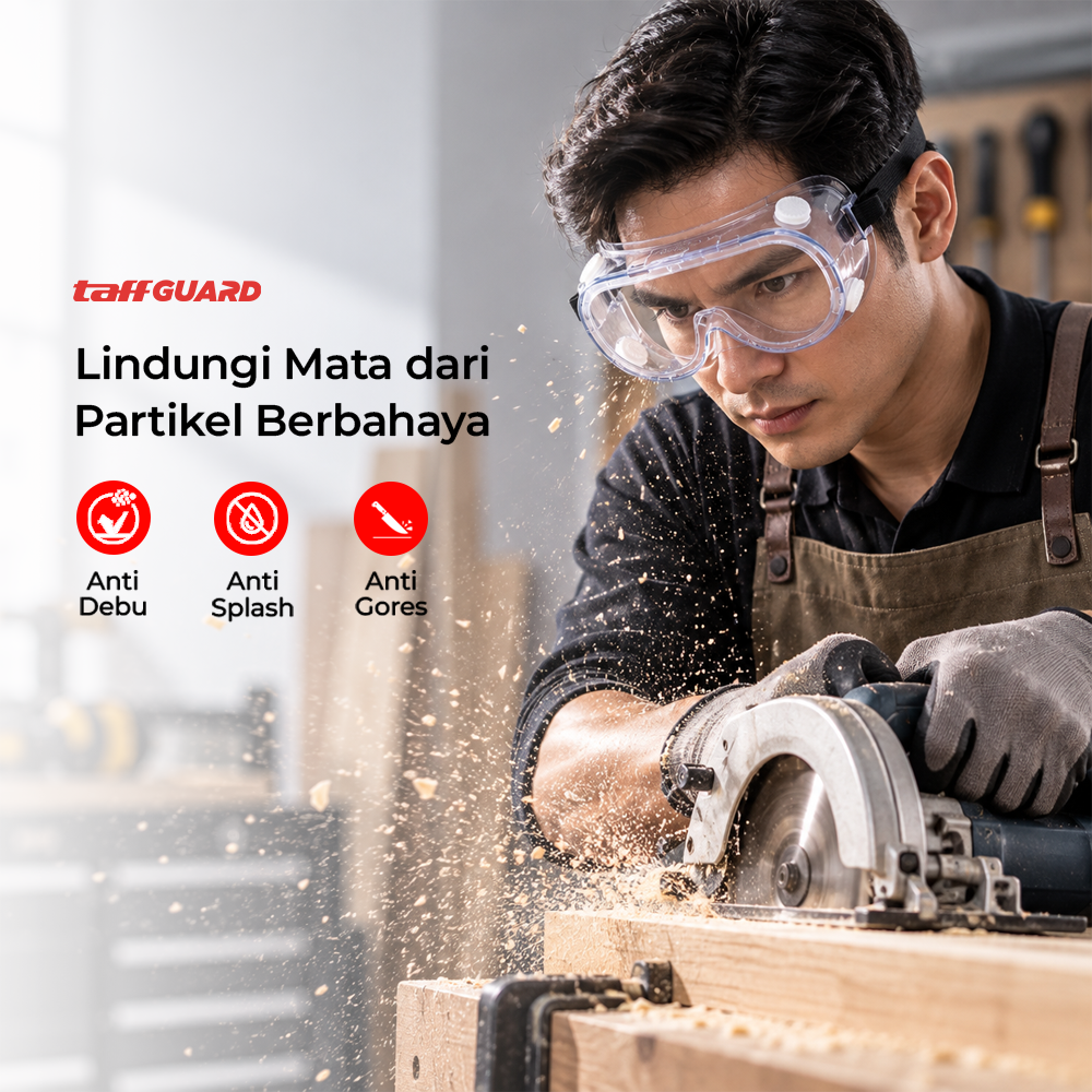 Gambar produk TaffGUARD Kacamata Safety Goggles Work Laboratory Eyewar Anti Fog - R101 - 1