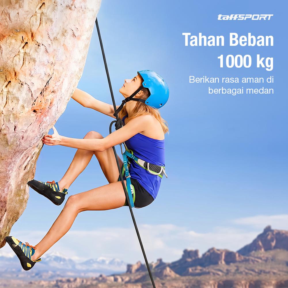 Gambar produk TaffSPORT Tali Paracord Panjat Tebing Climbing Rope Steel Buckle 10mm Panjang 30M - 24KN - 3