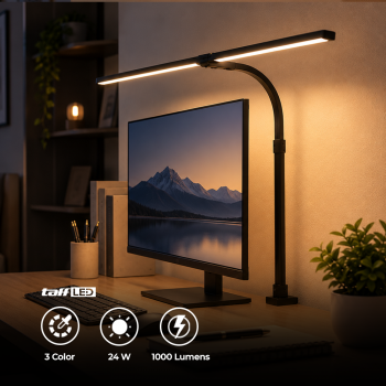 Gambar produk TaffLED Lampu Meja LED Double Head Eye Protection Tri Color Mode 24W - T188