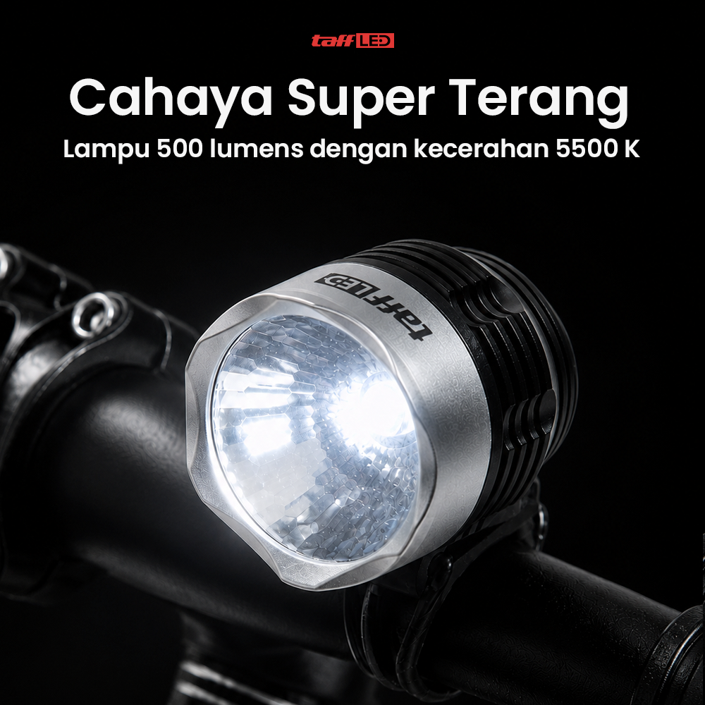 Gambar produk TaffLED Lampu Depan Sepeda LED XML-Q5 Waterproof CR2032 500 Lumens - ZHA14 - 1